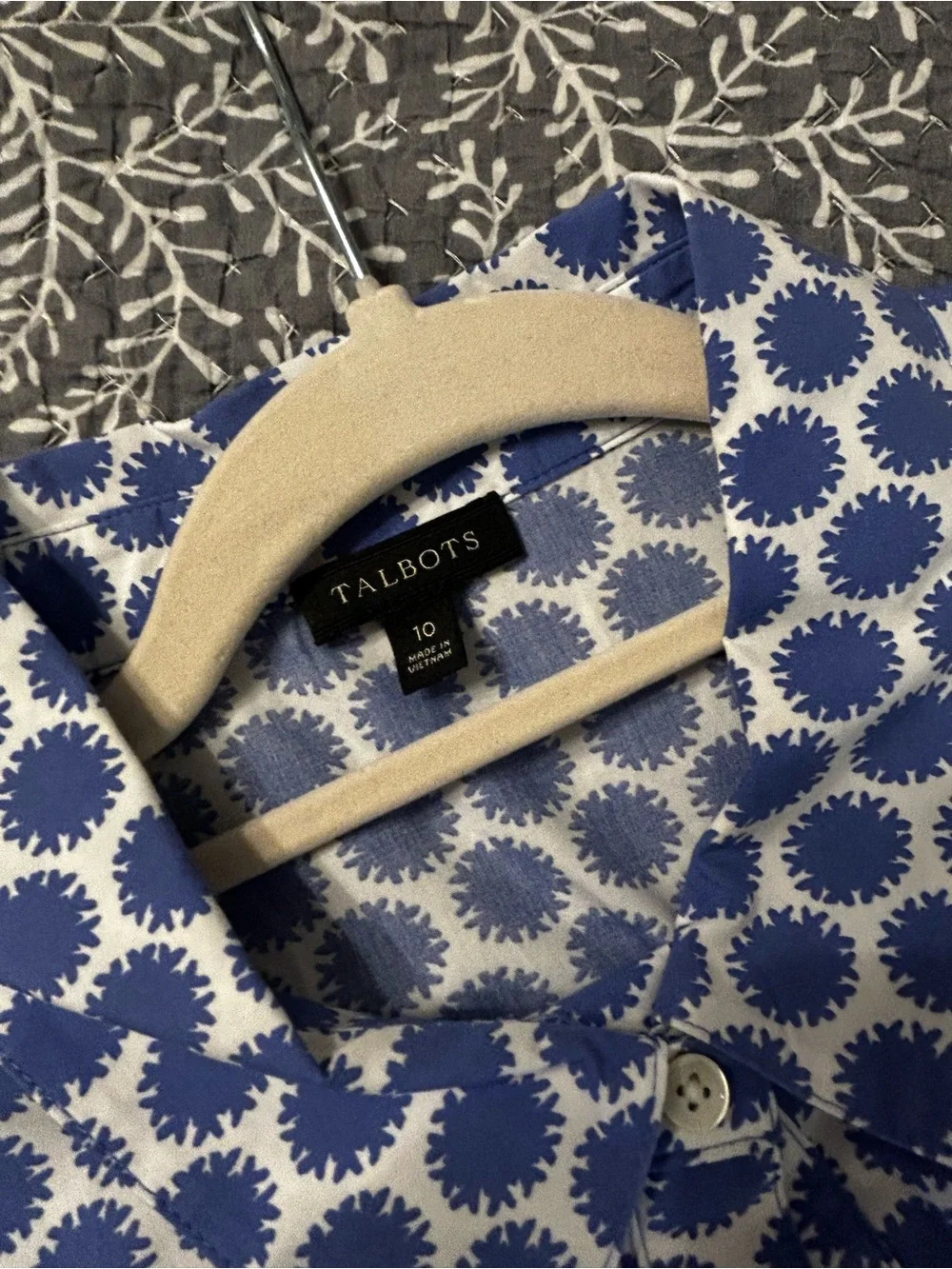 Talbots Blue and White Polka Dot Midi Shirt Dress - Picture 6 of 7